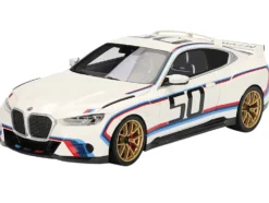 BMW M4 3.0 CSL #50 White with Blue and Red Stripes 1/18 Model Car by Top Speed