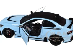 2024 BMW M2 Performance Parts Zandvoort Blue with Carbon Top and Black Stripes 1/18 Diecast Model Car by Solido