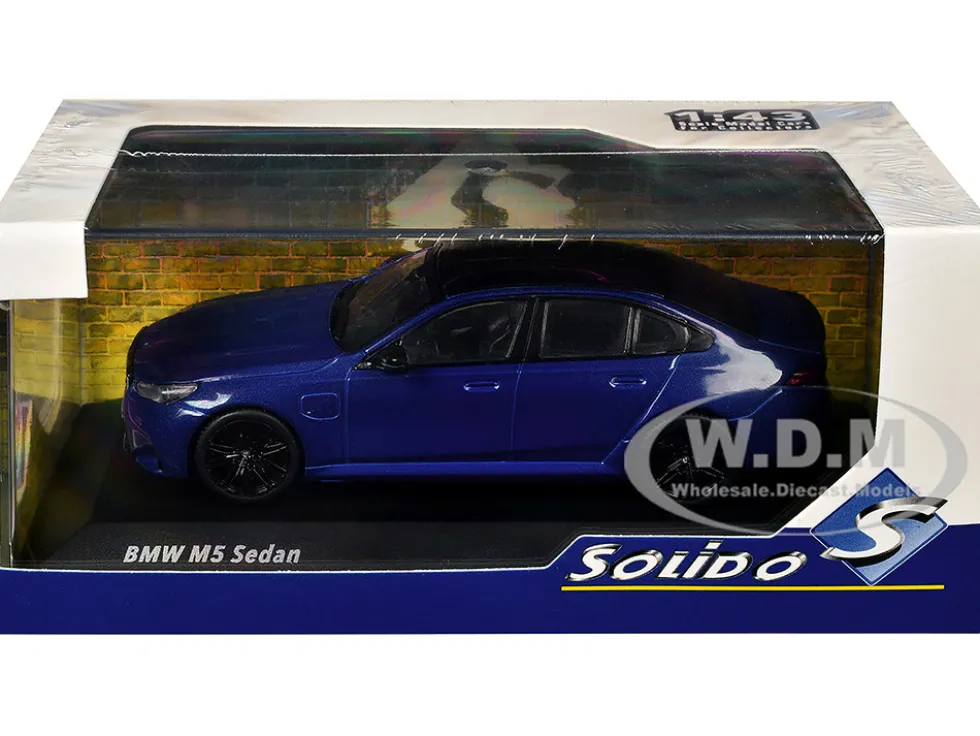 2024 BMW M5 Sedan Marina Bay Blue Metallic with Black Top 1/43 Diecast Model Car by Solido