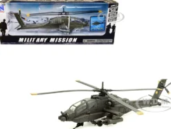 Boeing AH 64 Apache Attack Helicopter Olive Drab United States Army Military Mission Series 1/55 Diecast Model New Ray 25523