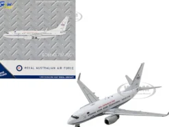 Boeing 737 700 Aircraft Royal Australian Air Force 100th Anniversary A36 001 White with Blue Stripes Gemini Macs Series 1/400 Diecast Model Airplane GeminiJets GM135
