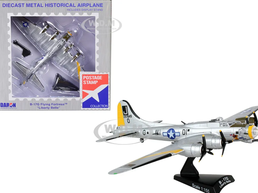 Boeing B 17G Flying Fortress Bomber Aircraft Liberty Belle United States Army Air Force 1/155 Diecast Model Airplane Postage Stamp PS5402-2