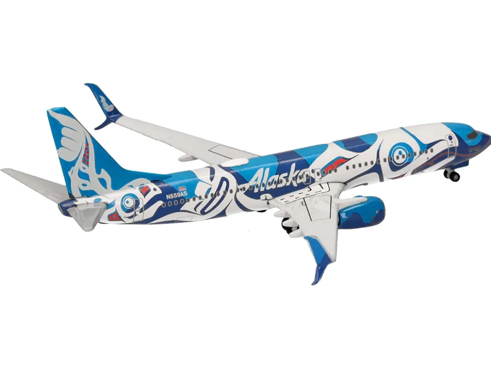 Boeing 737-800 Commercial Aircraft "Alaska Airlines - Salmon People Livery" (N559AS) Blue and White 1/500 Diecast Model Airplane by Herpa