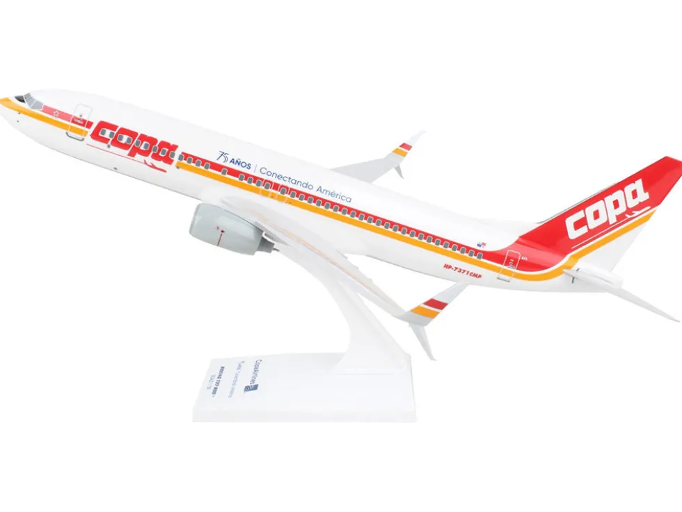 Boeing 737-800 Commercial Aircraft "Copa Airlines" (HP-7371CMP) White with Red and Yellow Stripes (Snap-Fit) 1/130 Plastic Model by Skymarks