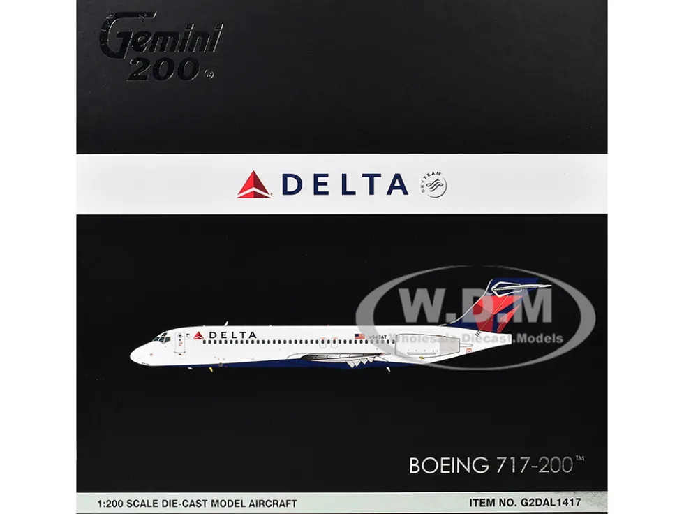 Boeing 717-200 Commercial Aircraft "Delta Air Lines" (N947AT) White with Blue and Red Tail "Gemini 200" Series 1/200 Diecast Model Airplane by GeminiJets