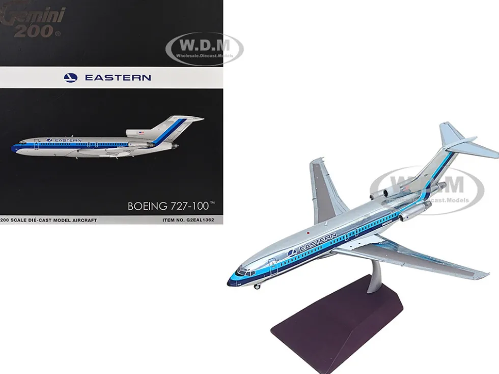 Boeing 727-100 Commercial Aircraft "Eastern Air Lines" (N8120N) Silver with Blue Stripes "Gemini 200" Series 1/200 Diecast Model Airplane by GeminiJets