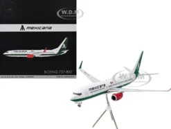 Boeing 737-800 Commercial Aircraft "Mexicana" (XA-ASM) White with Green Stripes "Gemini 200" Series 1/200 Diecast Model Airplane by GeminiJets