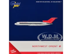 Boeing 727-200 Commercial Aircraft "Northwest Orient" (N298US) Silver with White Stripes and Red Tail 1/400 Diecast Model Airplane by GeminiJets