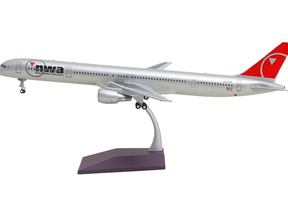 Boeing 757-300 Commercial Aircraft "Northwest Airlines" (N587NW) Silver with Red Tail "Gemini 200" Series 1/200 Diecast Model Airplane by GeminiJets