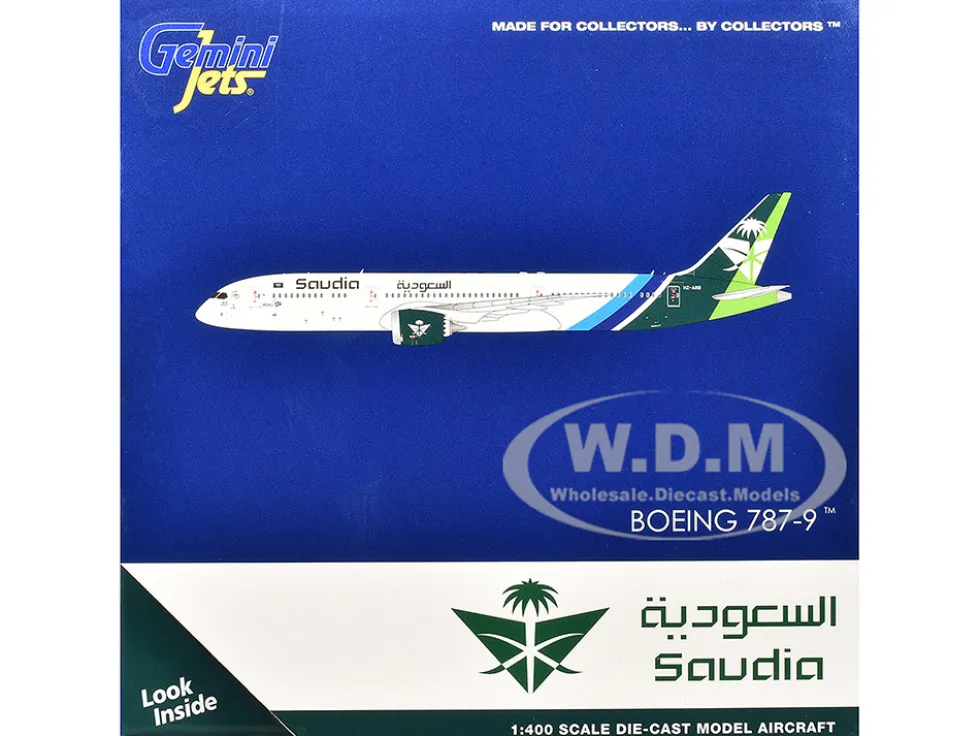 Boeing 787-9 Commercial Aircraft "Saudia Airline" (HZ-ARB) White with Tail Graphics 1/400 Diecast Model Airplane by GeminiJets