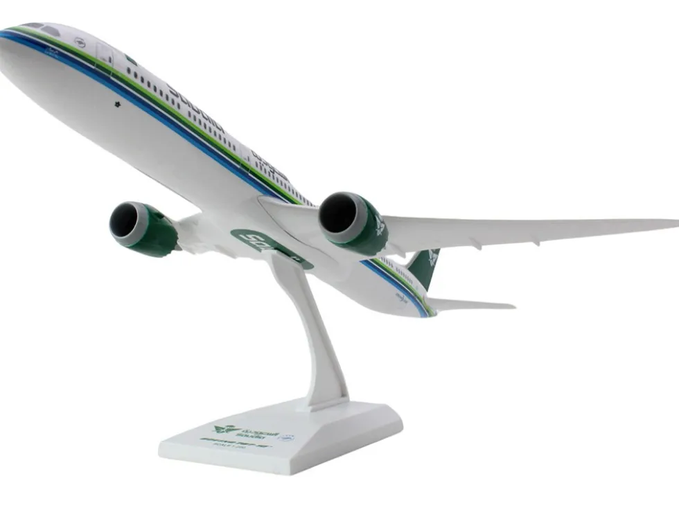 Boeing 787-10 Commercial Aircraft "Saudia Airlines" White with Green and Blue Stripes (Snap-Fit) 1/200 Plastic Model by Skymarks