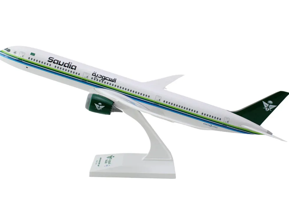 Boeing 787-10 Commercial Aircraft "Saudia Airlines" White with Green and Blue Stripes (Snap-Fit) 1/200 Plastic Model by Skymarks