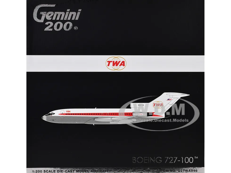 Boeing 727-100 Commercial Aircraft "Trans World Airlines (TWA)" (N851TW) White with Red Stripes "Gemini 200" Series 1/200 Diecast Model Airplane by GeminiJets
