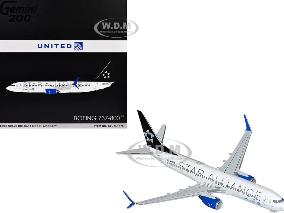Boeing 737-800 Commercial Aircraft "United Airlines Star Alliance" (N76516) White with Black Tail "Gemini 200" Series 1/200 Diecast Model Airplane by GeminiJets