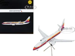 Boeing 737 800 Commercial Aircraft with Flaps Down American Airlines AirCal Gray with Stripes Gemini 200 Series 1/200 Diecast Model Airplane GeminiJets G2AAL474F