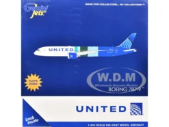 Boeing 787-9 Commercial Aircraft with Flaps Down "United Airlines - The Future is SAF" (N24988) White and Blue with Stripes 1/400 Diecast Model Airplane by GeminiJets