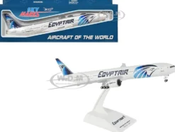 Boeing 777-300 Commercial Aircraft with Landing Gear "EgyptAir" (SU-GDL) White with Blue Tail (Snap-Fit) 1/200 Plastic Model by Skymarks