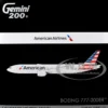 Boeing 777-200ER Commercial Aircraft "American Airlines" (N788AN) Silver with Striped Tail "Gemini 200" Series 1/200 Diecast Model Airplane by GeminiJets