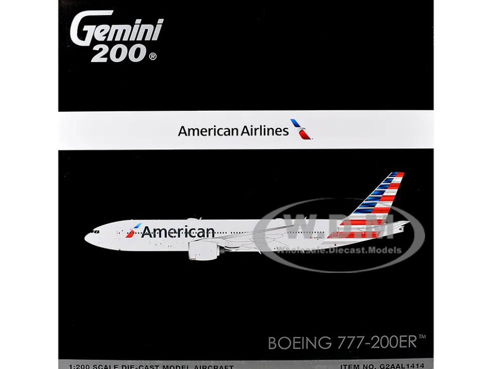 Boeing 777-200ER Commercial Aircraft "American Airlines" (N788AN) Silver with Striped Tail "Gemini 200" Series 1/200 Diecast Model Airplane by GeminiJets