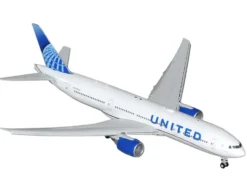 Boeing 777-200ER Commercial Aircraft with Flaps Down "United Airlines" (N798UA) White with Blue Tail "Gemini 200" Series 1/200 Diecast Model Airplane by GeminiJets