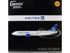 Boeing 777-200ER Commercial Aircraft with Flaps Down "United Airlines" (N798UA) White with Blue Tail "Gemini 200" Series 1/200 Diecast Model Airplane by GeminiJets