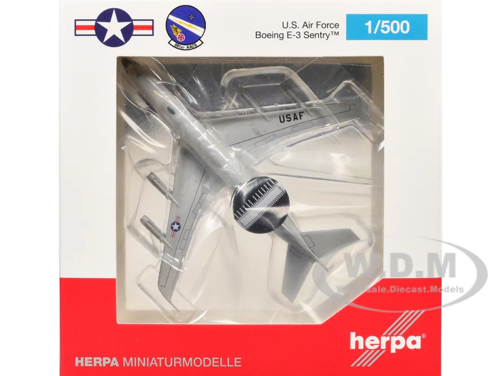 Boeing E-3 Sentry Aircraft "961st Airborne Air Control Squadron, Kadena Air Base" (81-0005) United States Air Force 1/500 Diecast Model Airplane by Herpa