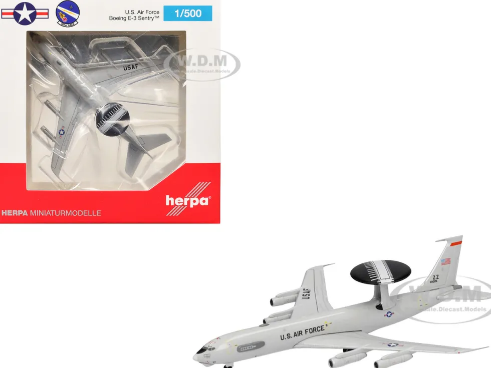 Boeing E-3 Sentry Aircraft "961st Airborne Air Control Squadron, Kadena Air Base" (81-0005) United States Air Force 1/500 Diecast Model Airplane by Herpa