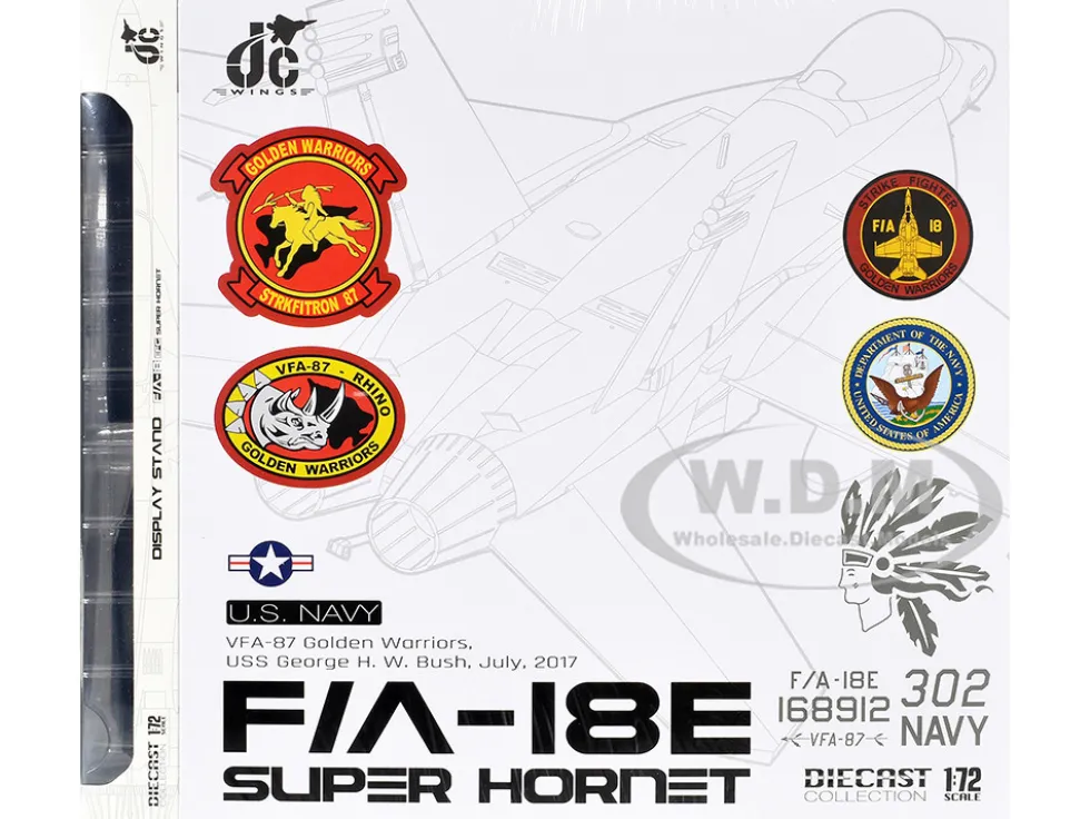 Boeing F/A-18E Super Hornet Aircraft "VFA-87 Golden Warriors, USS George H. W. Bush" (2017) United States Navy 1/72 Diecast Model by JC Wings