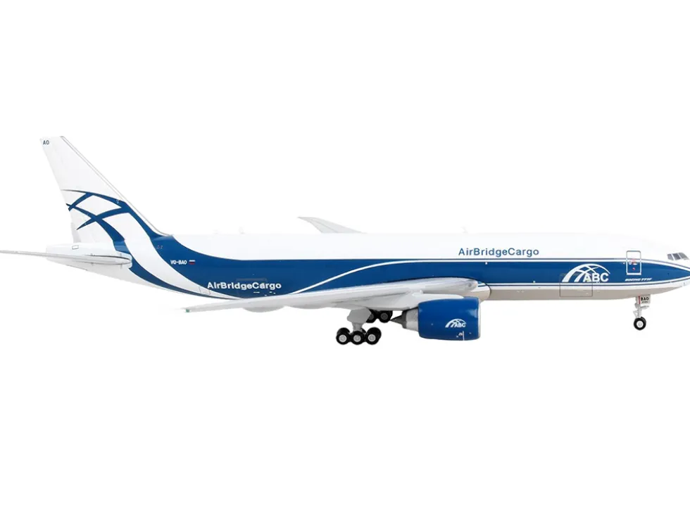 Boeing 777F Commercial Aircraft AirBridgeCargo White with Blue Stripes 1/400 Diecast Model Airplane GeminiJets GJ1949