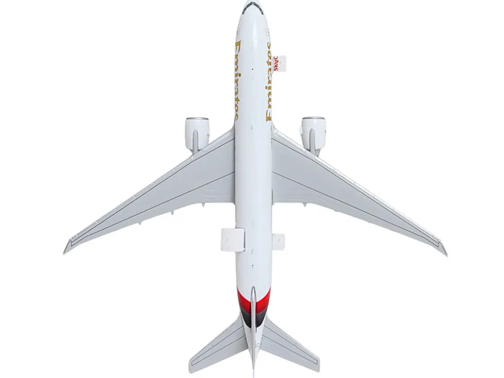 Boeing 777F Commercial Aircraft "Emirates SkyCargo" (A6-EFV) White with Striped Tail "Interactive Series" 1/400 Diecast Model Airplane by GeminiJets