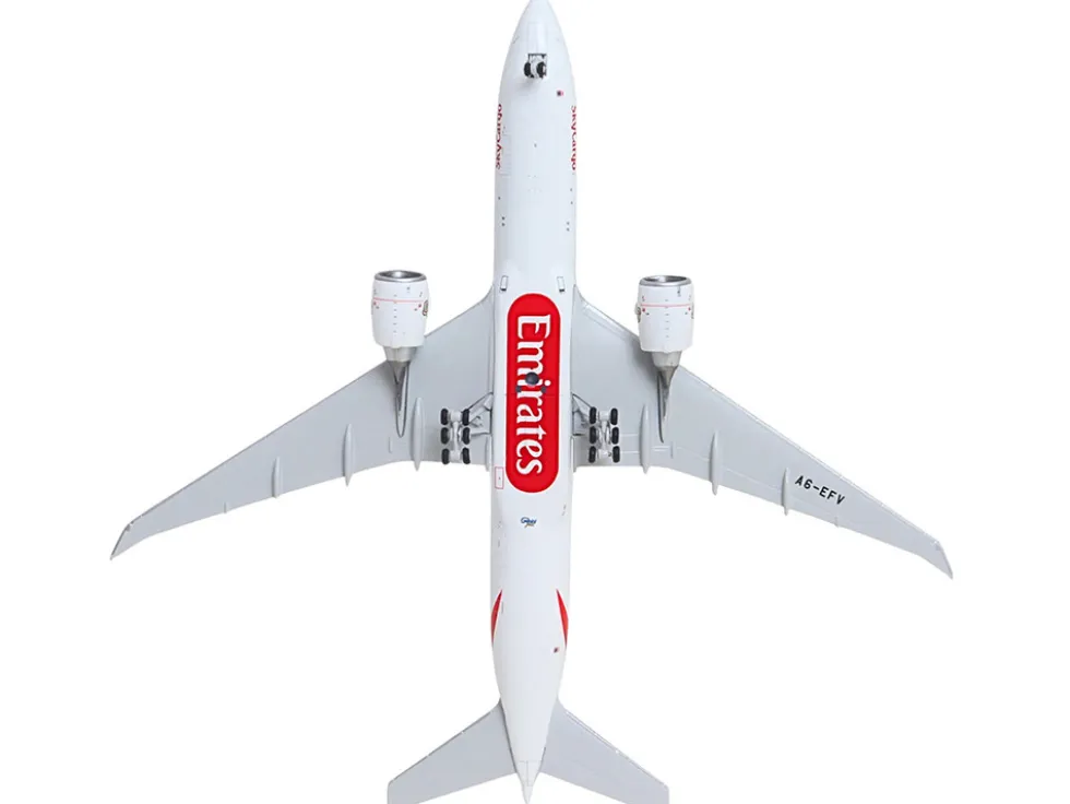 Boeing 777F Commercial Aircraft "Emirates SkyCargo" (A6-EFV) White with Striped Tail 1/400 Diecast Model Airplane by GeminiJets