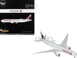 Boeing 777F Commercial Aircraft "Qatar Cargo" (A7-BFT) Gray with Tail Graphics "Gemini 200 - Interactive" Series 1/200 Diecast Model Airplane by GeminiJets