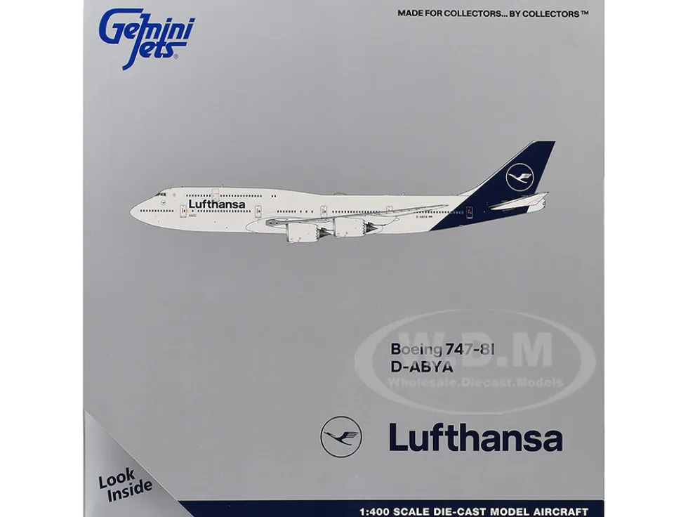 Boeing 747-8I Commercial Aircraft "Lufthansa" (D-ABYA) White with Dark Blue Tail 1/400 Diecast Model Airplane by GeminiJets