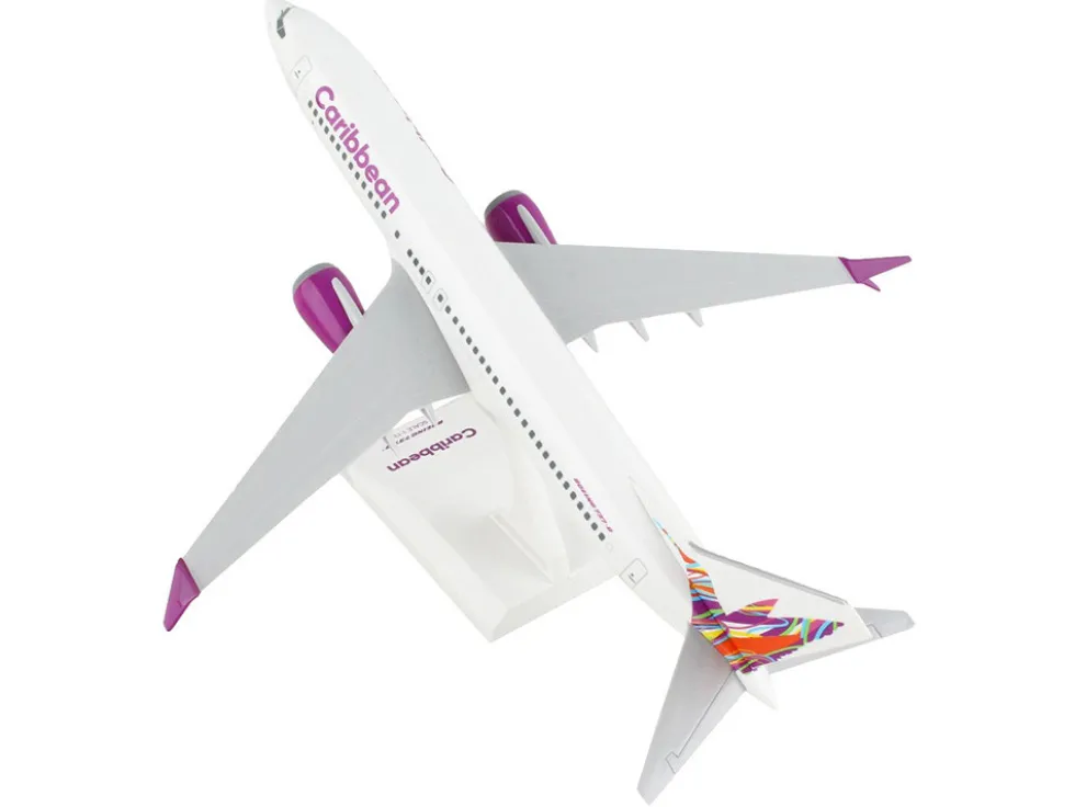 Boeing 737 MAX 8 Commercial Aircraft "Caribbean Airlines" White with Tail Graphics (Snap-Fit) 1/130 Plastic Model by Skymarks