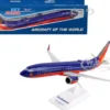Boeing 737 MAX 8 Commercial Aircraft Southwest Airlines N872CB Blue with Red and Orange Stripes Snap Fit 1/130 Plastic Model Skymarks SKR1140