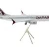 Boeing 737 MAX 8 Commercial Aircraft Qatar Airways Gray and White with Tail Graphics Gemini 200 Series 1/200 Diecast Model Airplane GeminiJets G2QTR1243