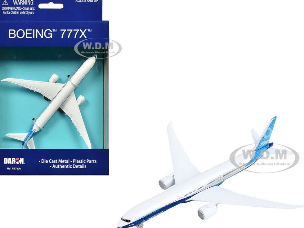 Boeing 777X Commercial Aircraft "Corporate Livery" White and Blue Diecast Model Airplane by Daron