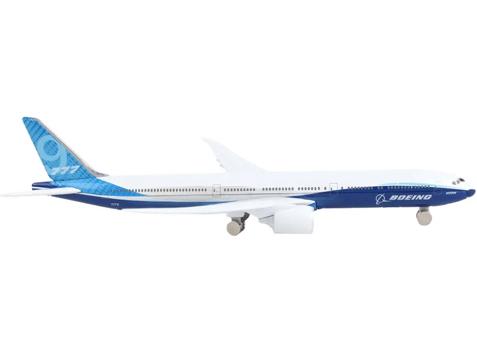 Boeing 777X Commercial Aircraft "Corporate Livery" White and Blue Diecast Model Airplane by Daron