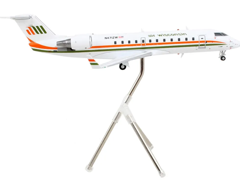 Bombardier CRJ200 Commercial Aircraft Air Wisconsin White with Orange and Green Stripes Gemini 200 Series 1/200 Diecast Model Airplane GeminiJets G2AWI1244