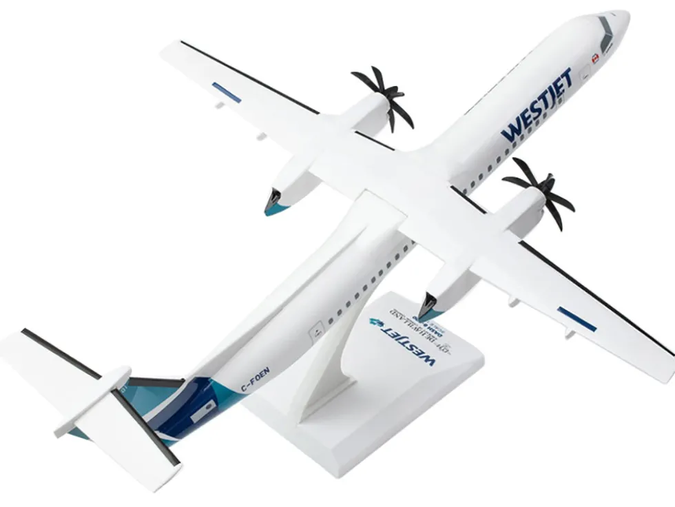 Bombardier Q400 Commercial Aircraft "Air Canada" (C-FOEN) White with Tail Graphics (Snap-Fit) 1/100 plastic model by Skymarks