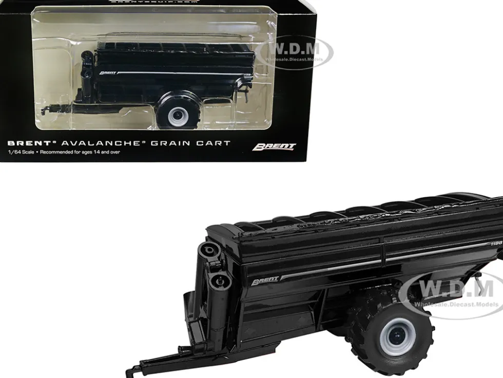 Brent 1198 Avalanche Grain Cart with Tires Black Metallic 1/64 Diecast Model SpecCast UBC033