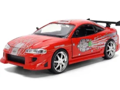 Brian's Mitsubishi Eclipse Red with Graphics Remix "The Fast and The Furious" (2001) Movie "Fast & Furious" Series 1/24 Diecast Model Car by Jada