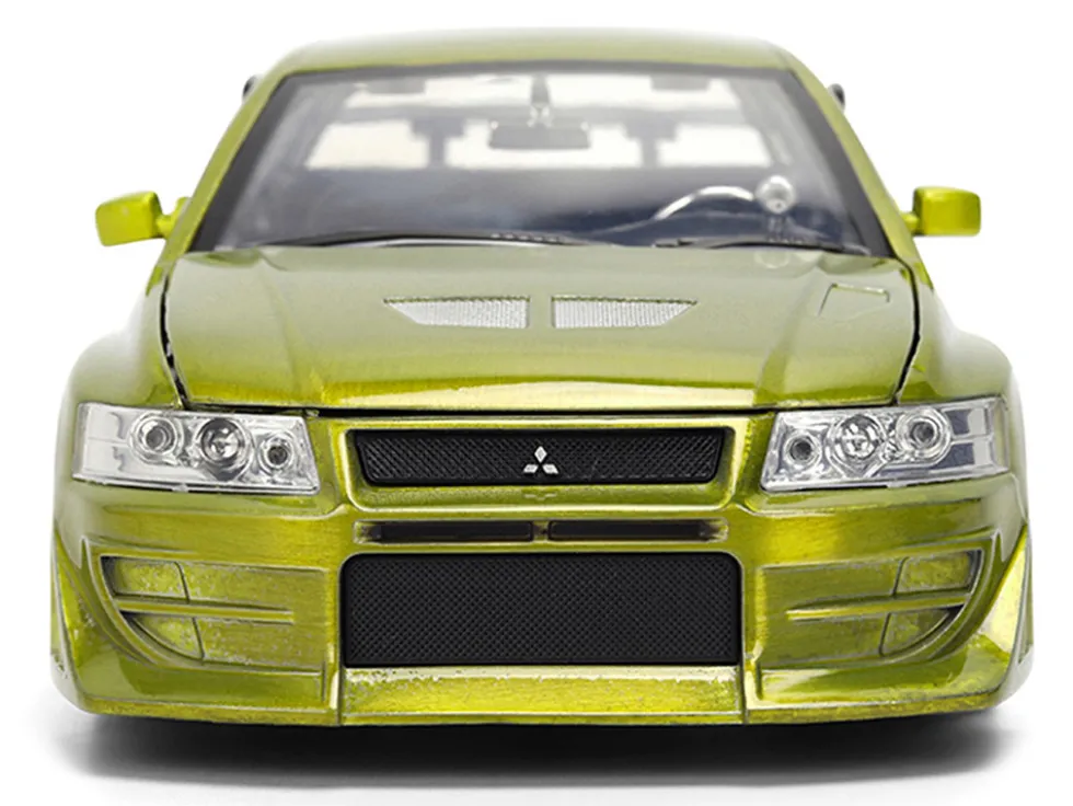 Brian's Mitsubishi Lancer Evolution VII Green Color Brush Finish "2 Fast 2 Furious" (2003) Movie "25 Years of Fast & Furious" Series 1/24 Diecast Model Car by Jada