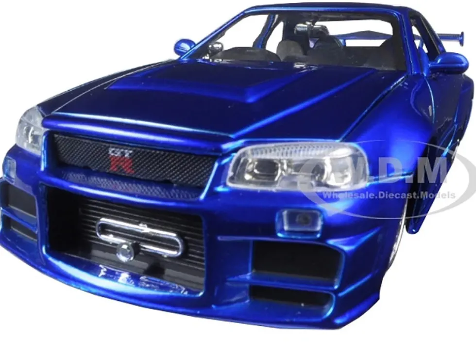 Brian's Nissan GTR Skyline R34 RHD (Right Hand Drive) Blue "Fast & Furious 25th Anniversary" Series 1/24 Diecast Model Car by Jada
