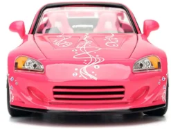 Brian's Nissan Skyline GT-R (R34) Silver Metallic with Blue Stripes and Suki's Honda S2000 Pink with Graphics Set of 2 Cars 