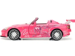 Brian's Nissan Skyline GT-R (R34) Silver Metallic with Blue Stripes and Suki's Honda S2000 Pink with Graphics Set of 2 Cars 