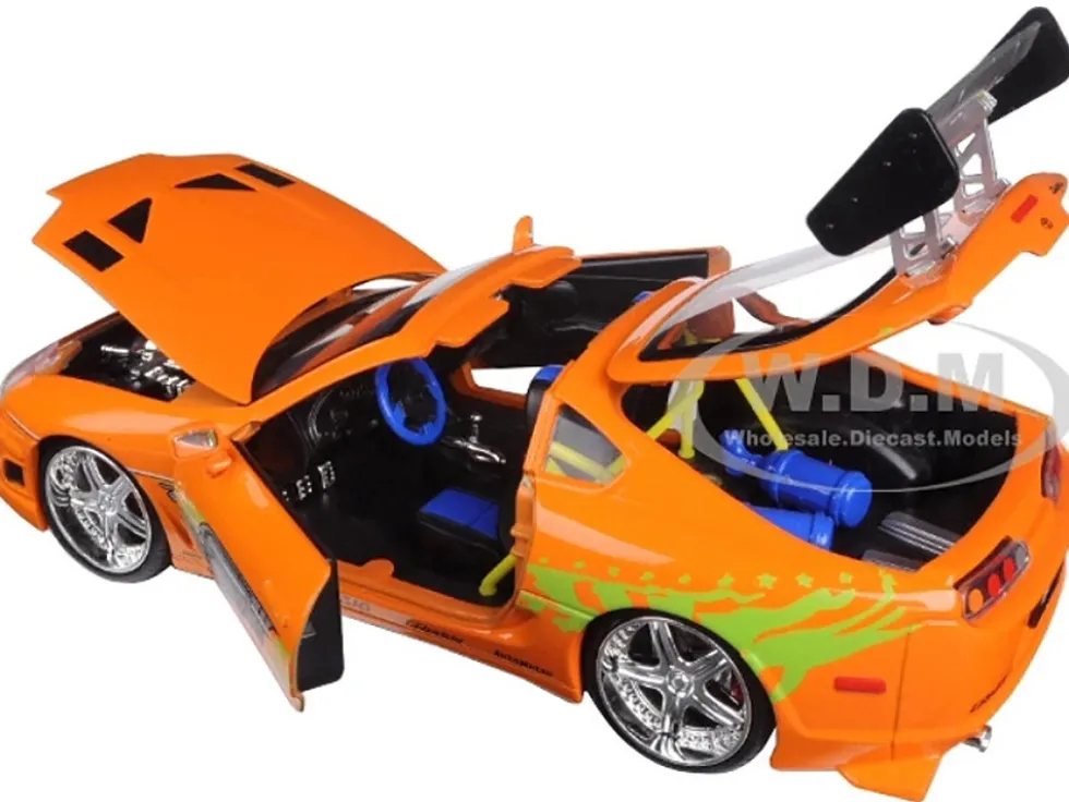 Brian's Toyota Supra Orange with Graphics "Fast & Furious 25th Anniversary" Series 1/24 Diecast Model Car by Jada