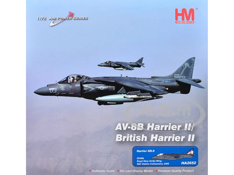 British Aerospace Harrier GR.9 Aircraft "ZD406, Royal Navy Strike Wing, RAF Station Cottesmore" (2009) British Royal Air Force/Navy "Air Power Series" 1/72 Diecast Model by Hobby Master