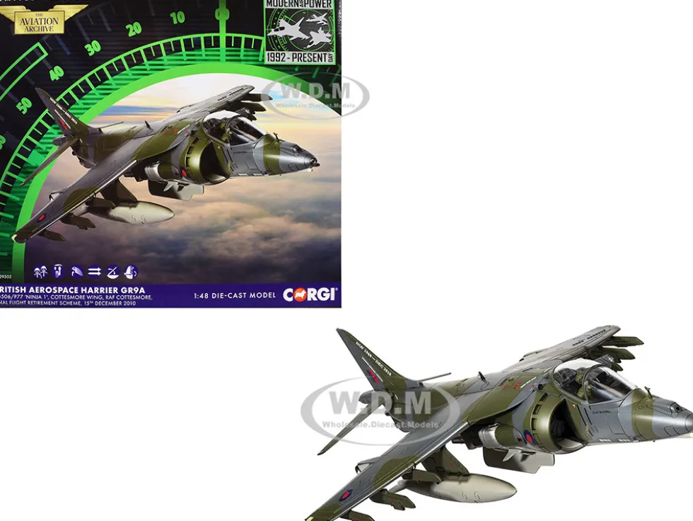 British Aerospace Harrier GR9A Aircraft "ZG506/P77, Ninja 1, RAF Cottesmore, Final Flight Retirement Scheme" (2010) Royal Air Force "The Aviation Archive" Series 1/48 Diecast Model by Corgi