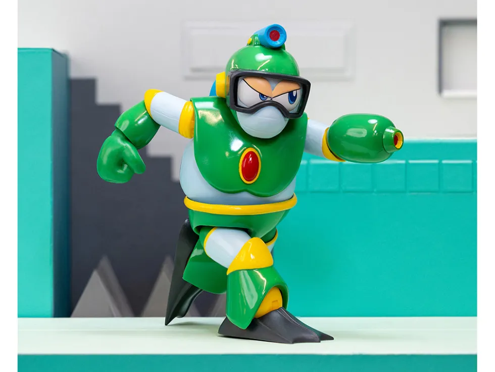 Bubble Man 5" Moveable Figure (Deluxe Version) with Accessories and Alternate Head and Hands "Mega Man" (1987) Video Game Model by Jada